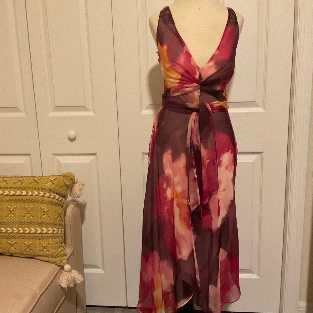 BCBG MaxAzria Silk Pink Floral Dress Sz 4